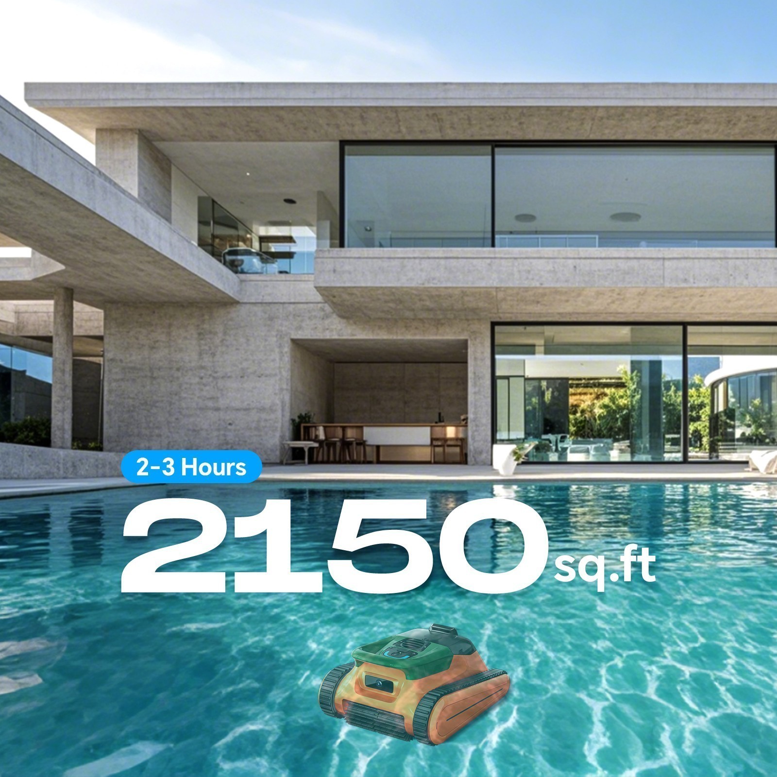 Seauto SAT30-Orange Cordless Robotic Pool Cleaner Wall Waterline Climbing APP