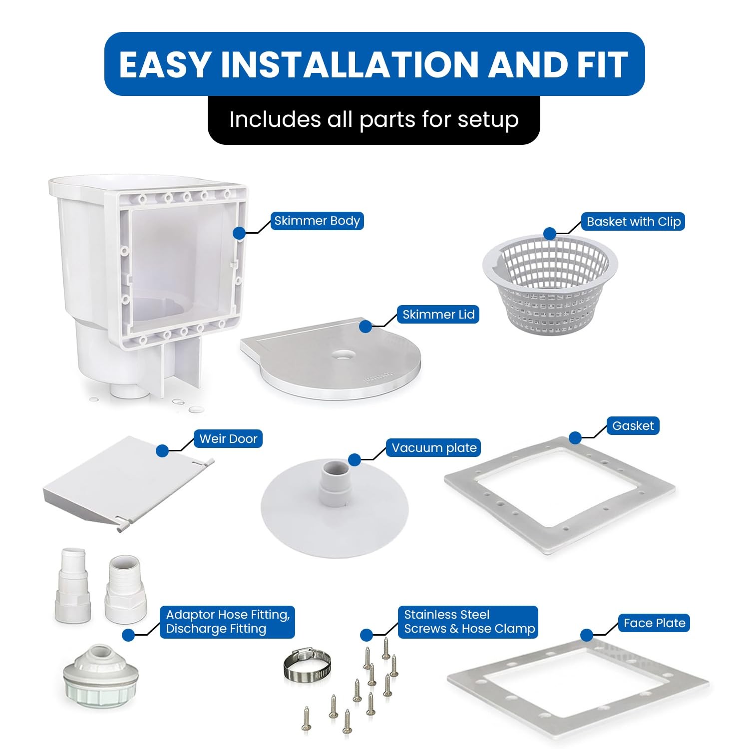 Jed Pool Tools Above Ground Pool Skimmer – Made In Usa Square Mouth