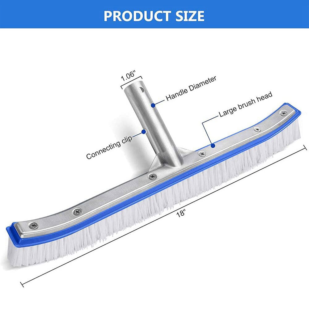 18&Prime; Curved Pool Spa Wall & Floor Brush with Nylon Bristle & Aluminum Body