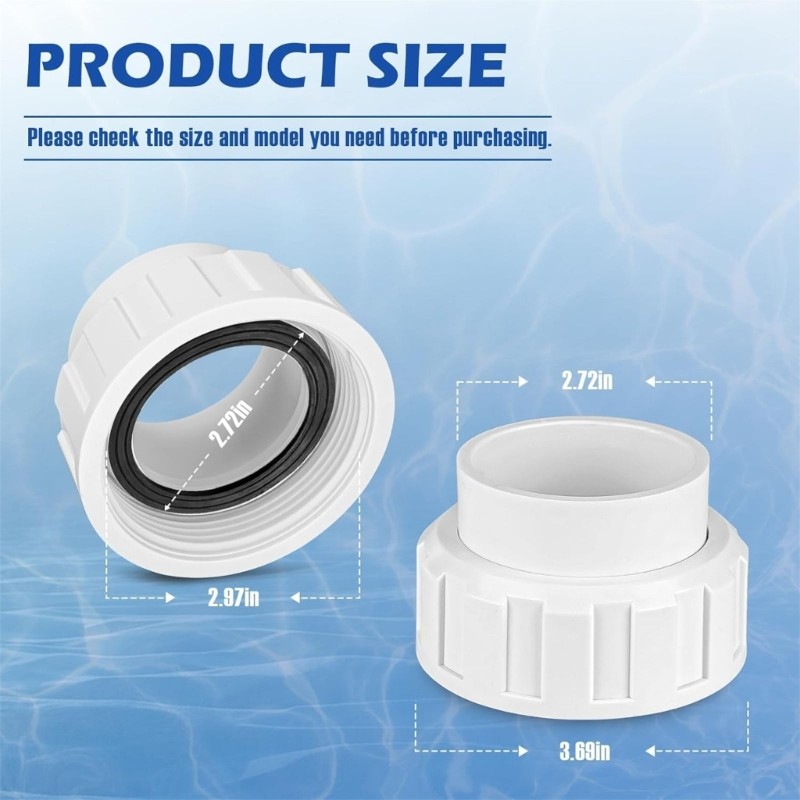 Pool Pipe Union Replacement Set with Sealing Washer for Home Pools Connection
