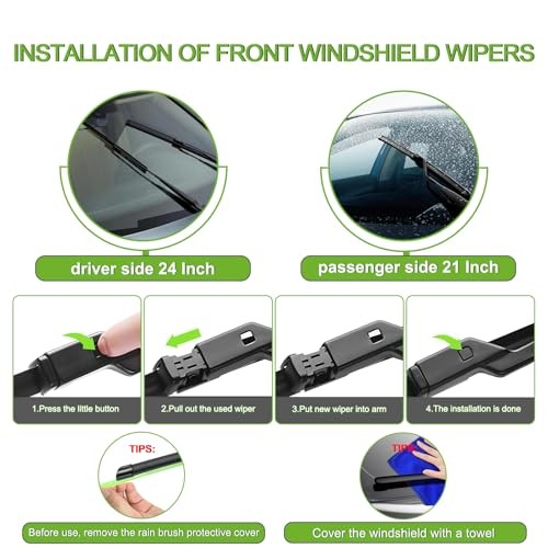 Windshield Wiper Blades for GMC Acadia 2007-2012, 3 Pack | 24/21 Inch Front