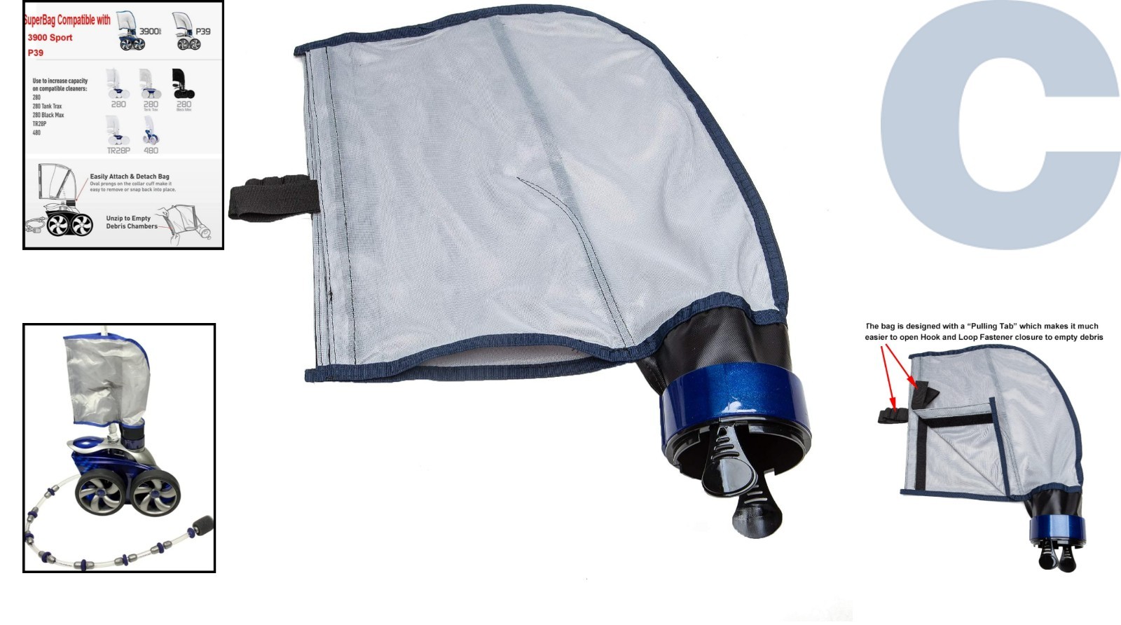Upgrade Your Pool Cleaning: 5L Hook & Loop Fastener SuperBag for Efficient Use