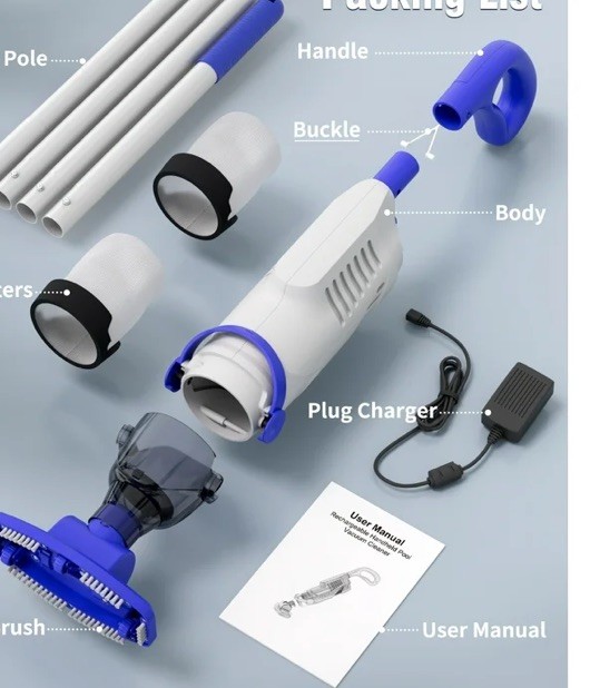 LITTLE SHARK Pool Vacuum For Above Ground Pool, Hot Tub Vacuum 60W Motor @G