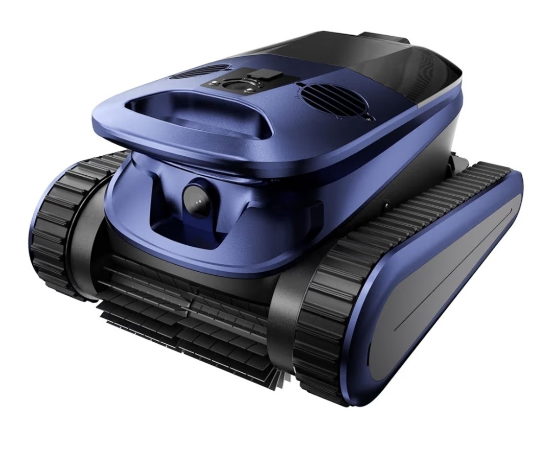 Cordless Robotic Pool Cleaner Vacuum, Dual Turbines, Blue/Black Plastic
