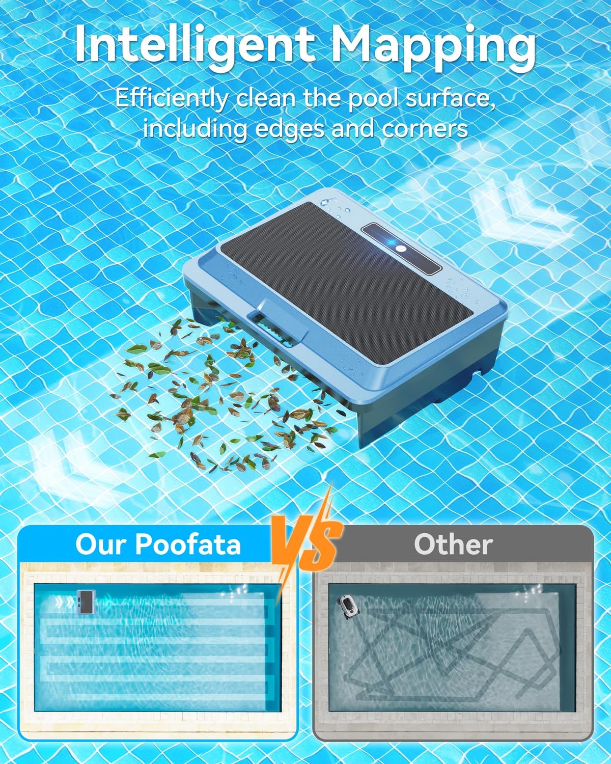 Poofata F1T Solar Powered Robotic Pool Skimmer Surface Cleaner with APP Suppo…