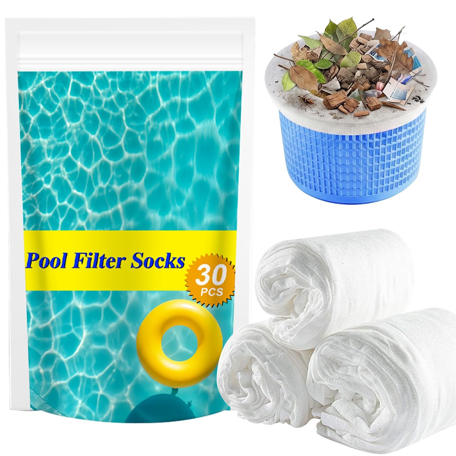 Lagincig 30PCS Pool Skimmer Socks Filter – Saver White