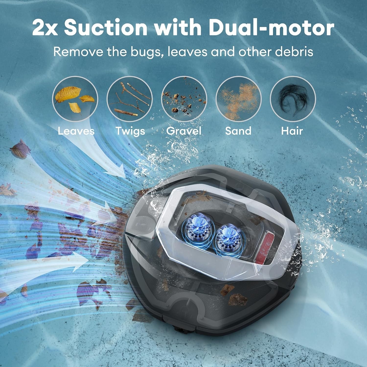S110 Robotic Pool Cleaner: Cordless, Dual-Motor Suction for Effortless Cleaning