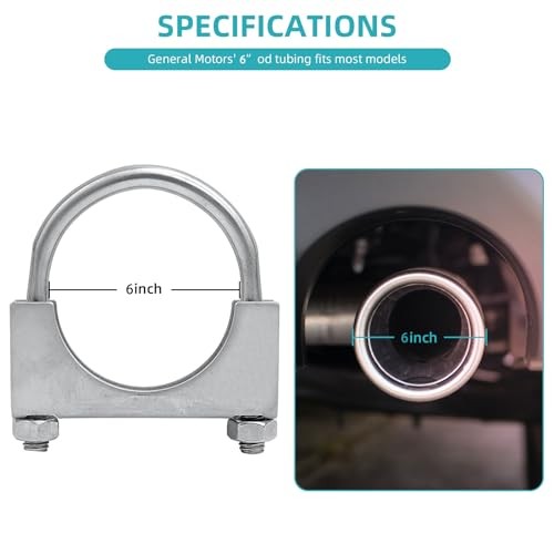 6 inch Heavy Duty U-Bolt Exhaust Clamp for OD Exhaust Tail Pipe Diameter, 6&Prime;