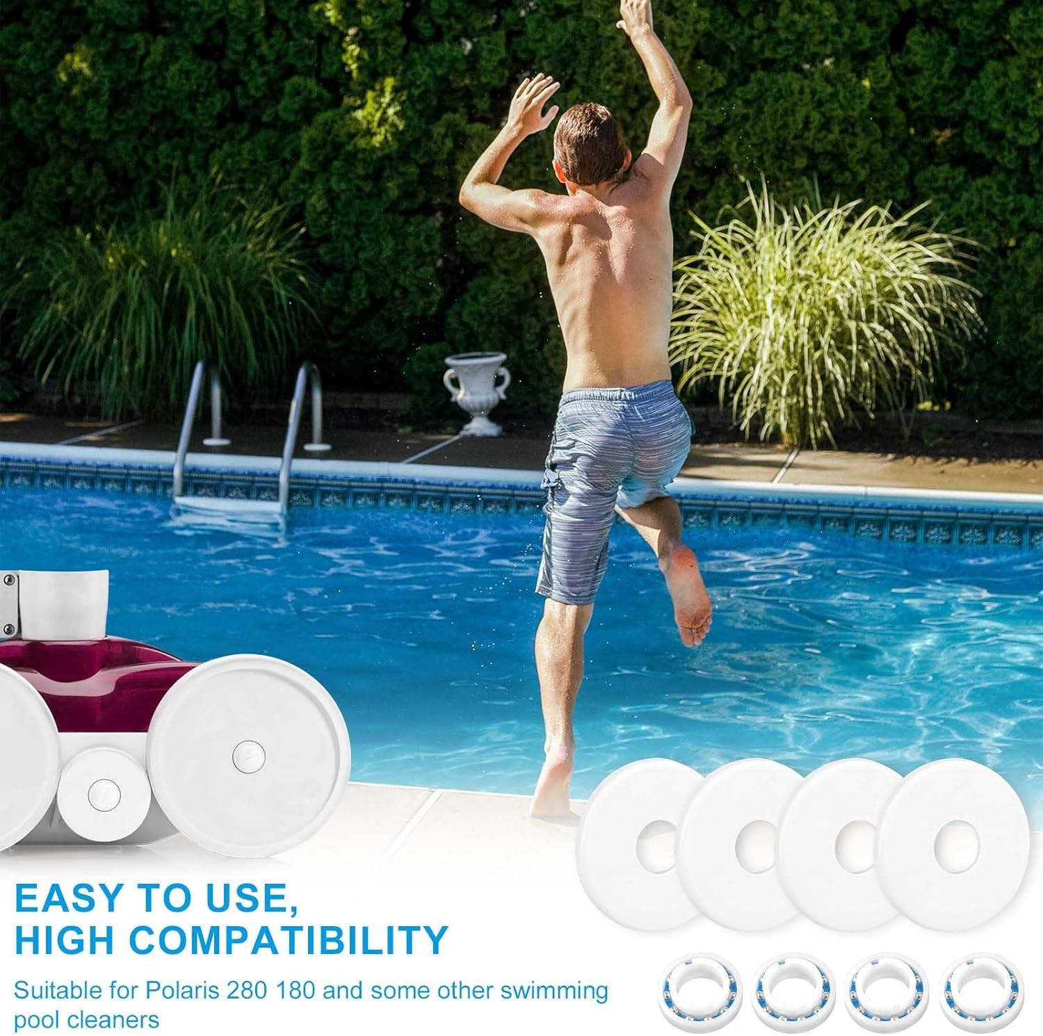 PEUTIER Pool Cleaner Rebuild Kit, Includes 8Pcs Wheel Ball Bearings C60, 4 Wheel
