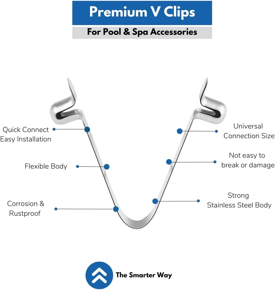 Stainless Steel Pool Butterfly V Clips, 6 Pack, Strong Replacement