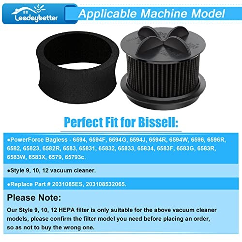 Leadaybetter 2 Replacement Foam & Filter Compatible with Style 9, 10 & 12,