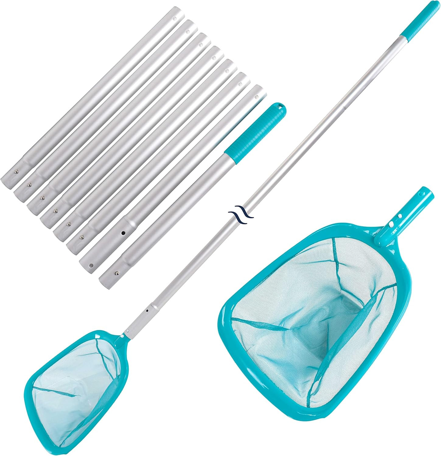11.5 Foot Swimming Pool Leaf Skimmer Net with Telescopic Aluminum Pole, 8 Sectio