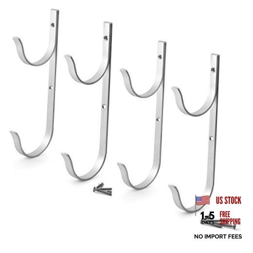 Pool Pole Hanger Premium 4pc Aluminium Holder Set, Ideal Hooks for Telescopic