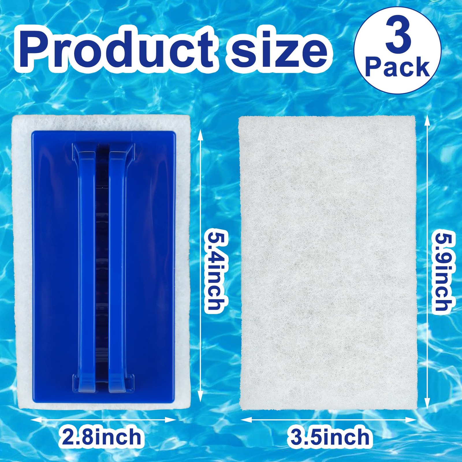 3 Pack Hand-Held Pool Scrub Brush Pool Cleaning Scrubbing Sponge Pad Bathroom…