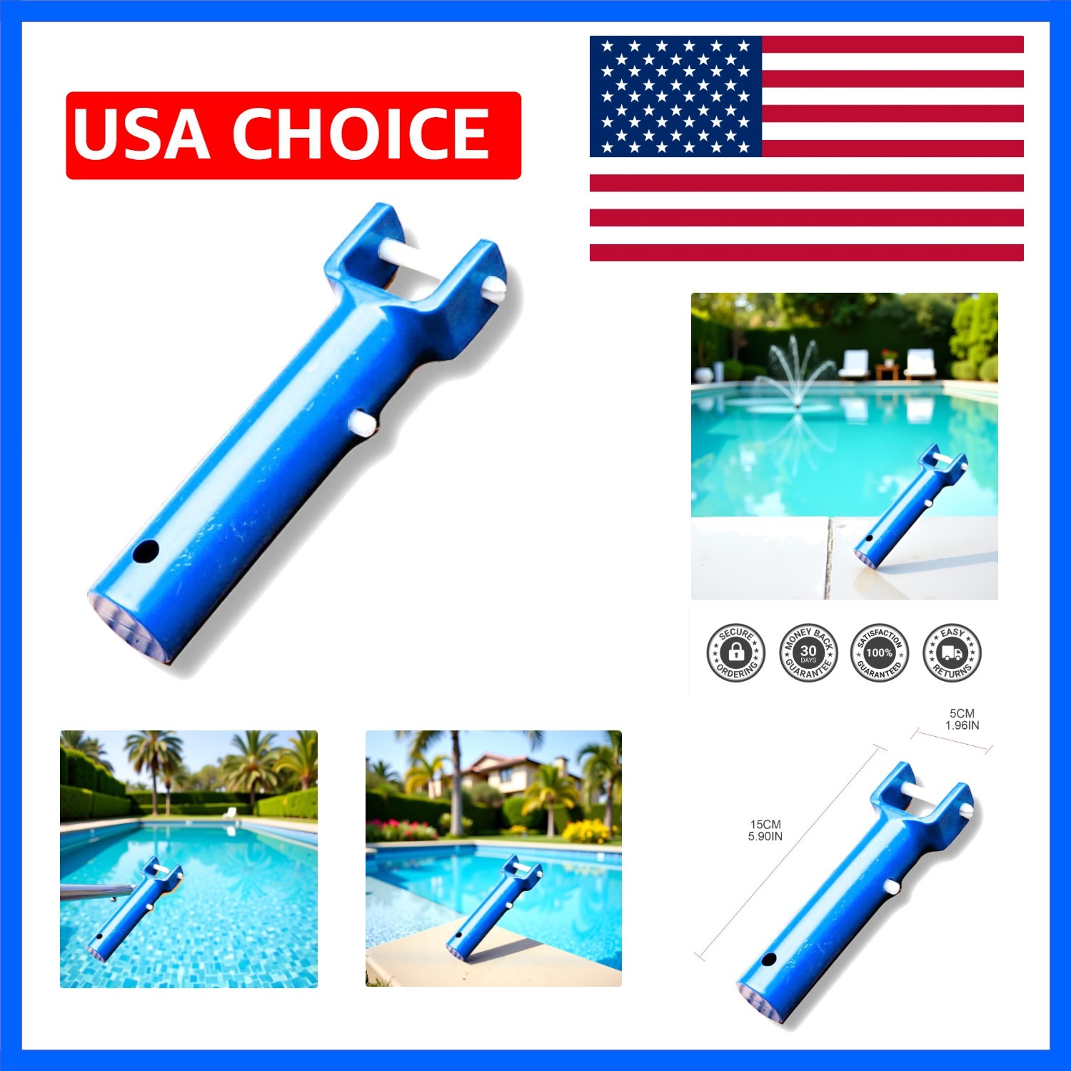Blue Pool Vacuum for Head Handle Replacement Parts with V and for Replacement…