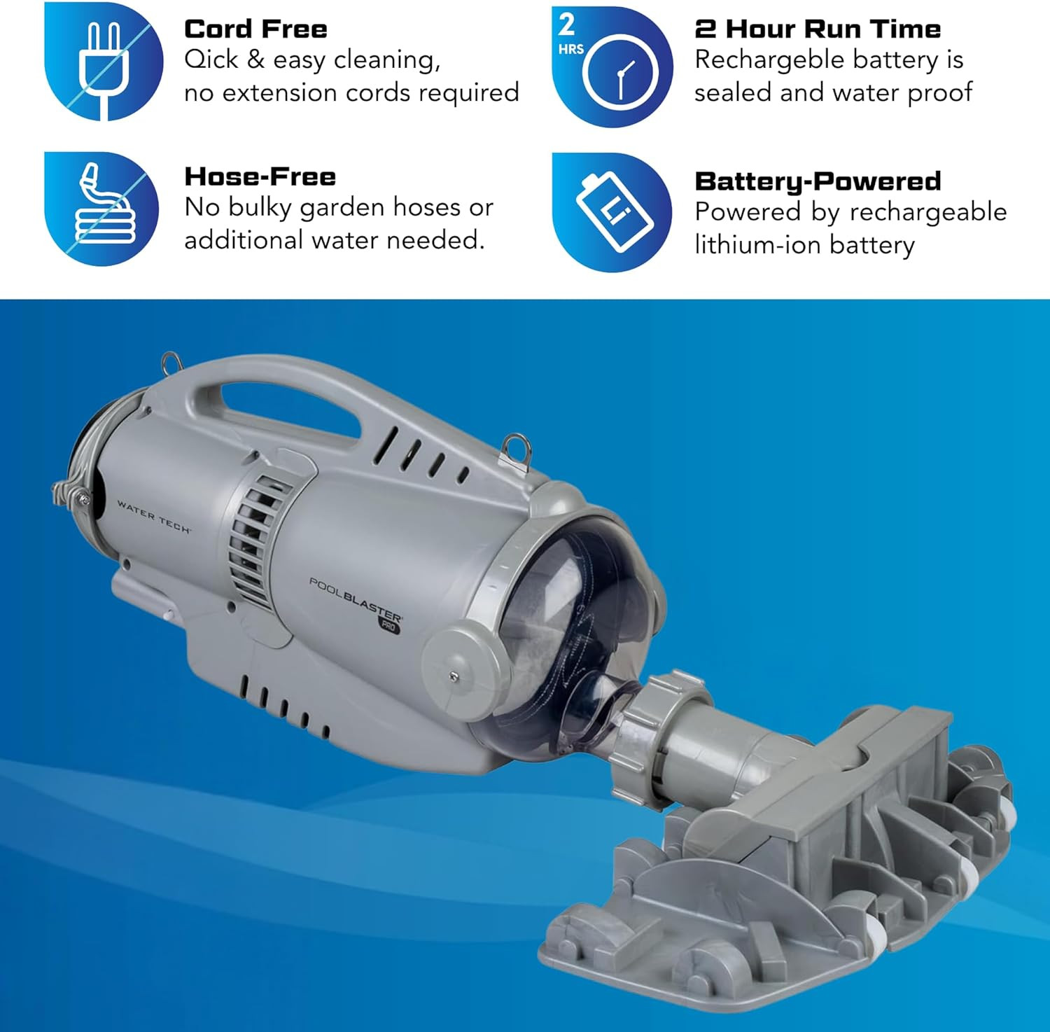 Pro 1000 Commercial Pool Vacuum for Inground Pools, Cordless Portable Heavy Duty