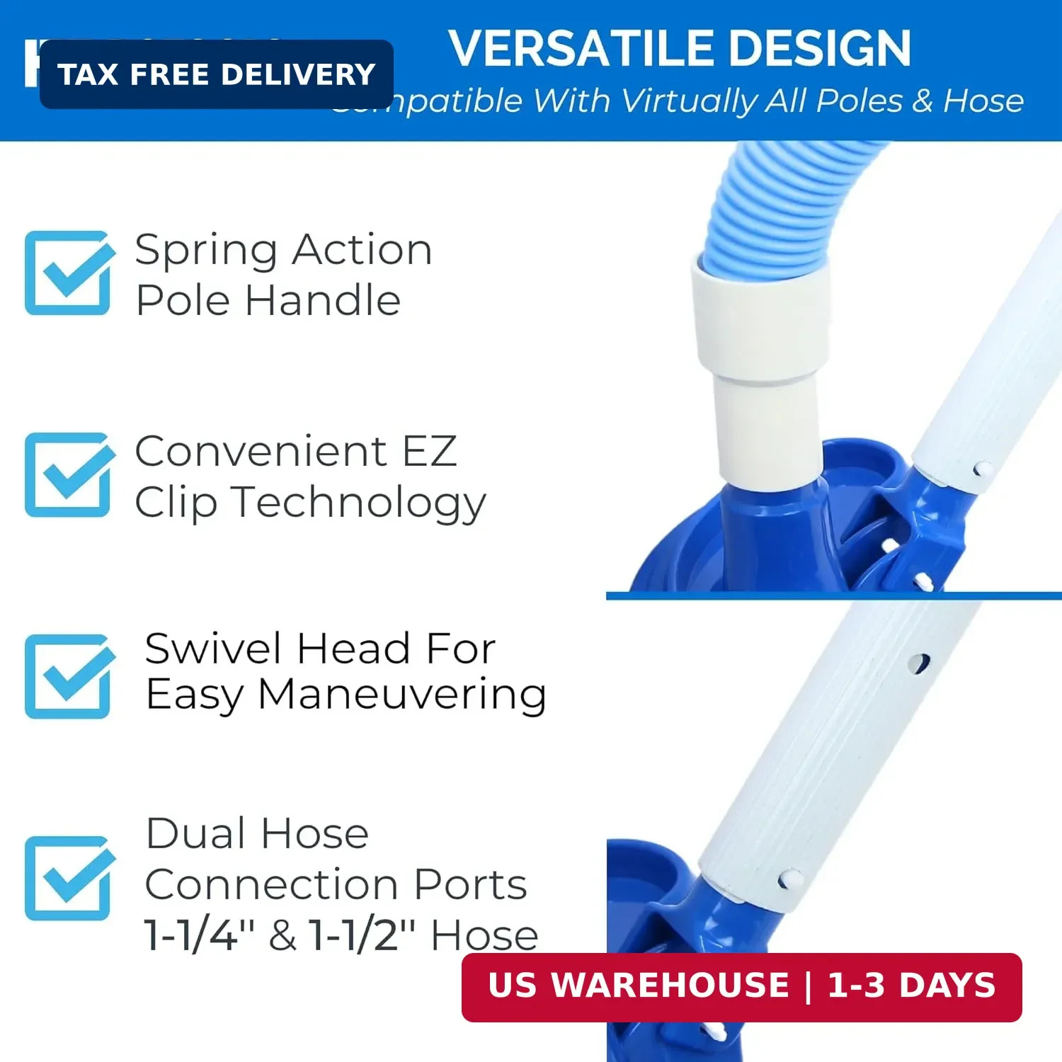 SWIMLINE HYDROTOOLS Manual Pool Vacuum Head Attachment For Inground & Above Grou