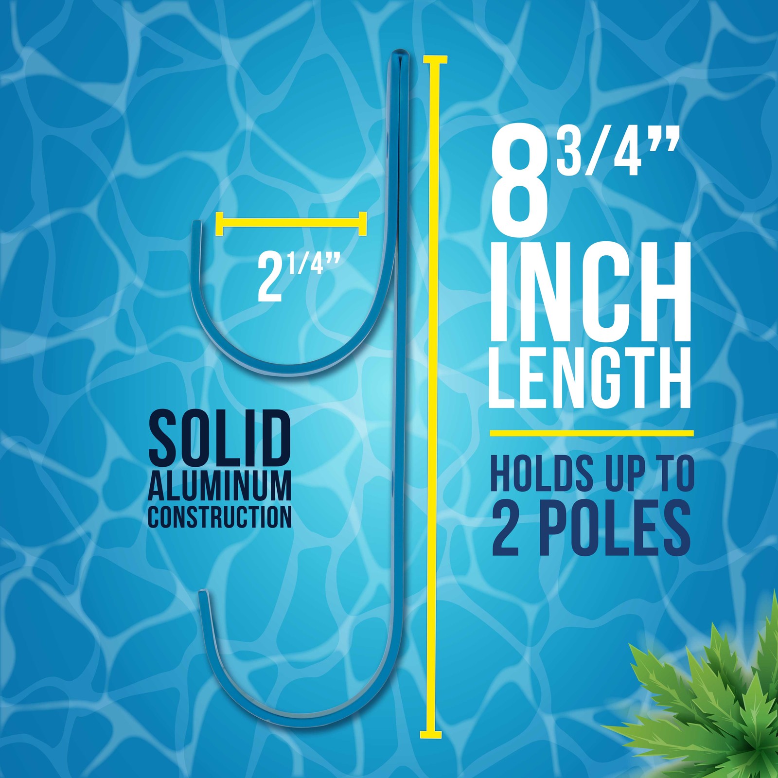 U.S. Pool Supply Set of 2 Blue Aluminum Pool Hangers for Telescopic Poles, Nets