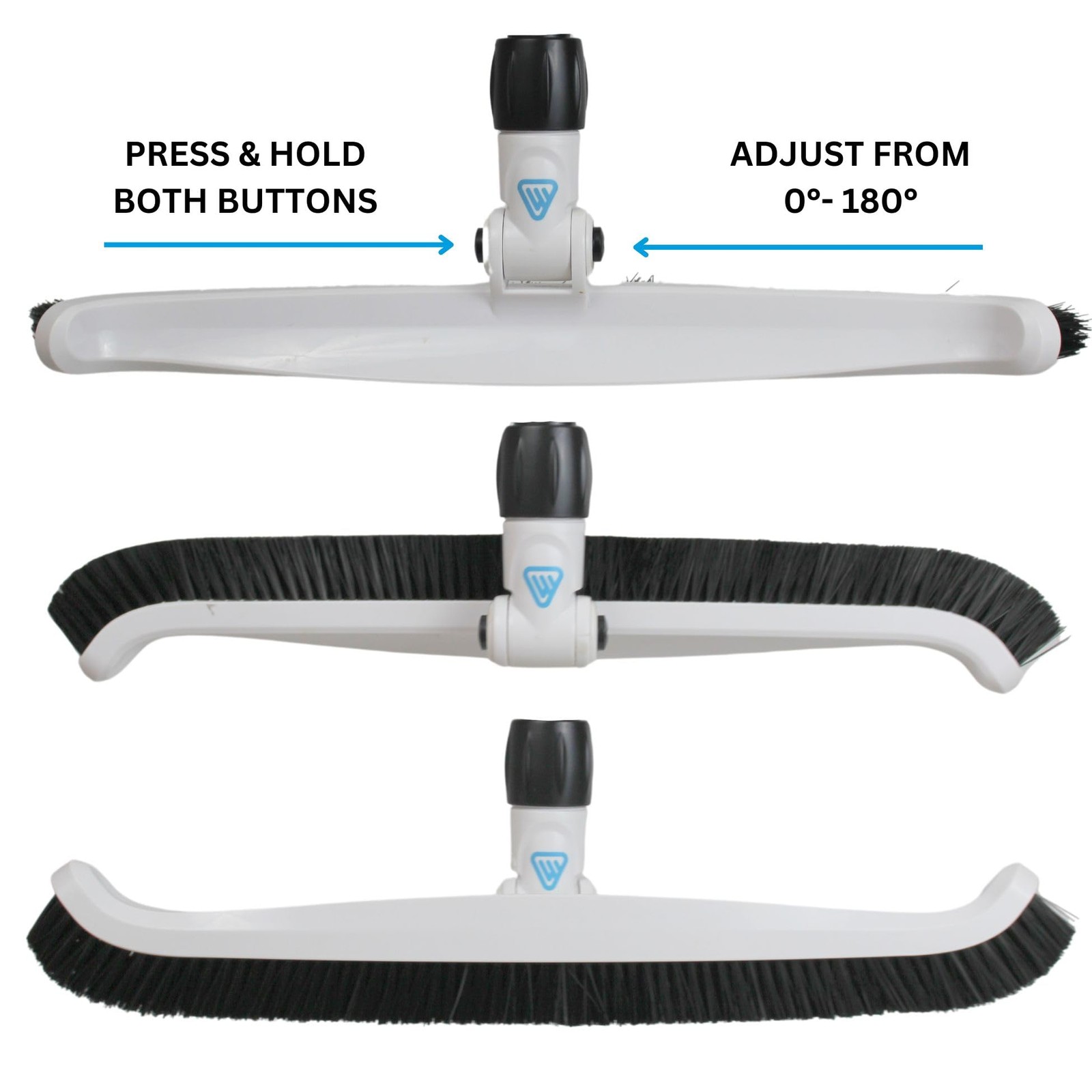 20 inch Pool Brush, Adjustable Multi-Angle Pool Wall Brush with Curved Edges …