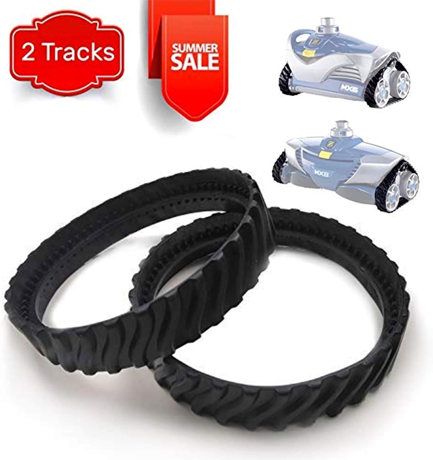 1 Pair Heavy-Duty Rubber Tracks for MX6/MX8 Pool Cleaners – 50% Longer Life!