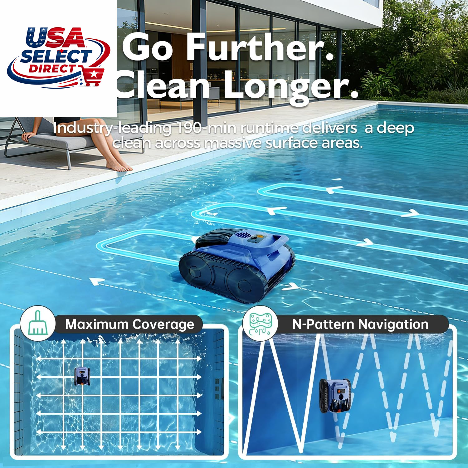 Automatic Robotic Pool Vacuum Cleaner for Inground & Above Ground Pools