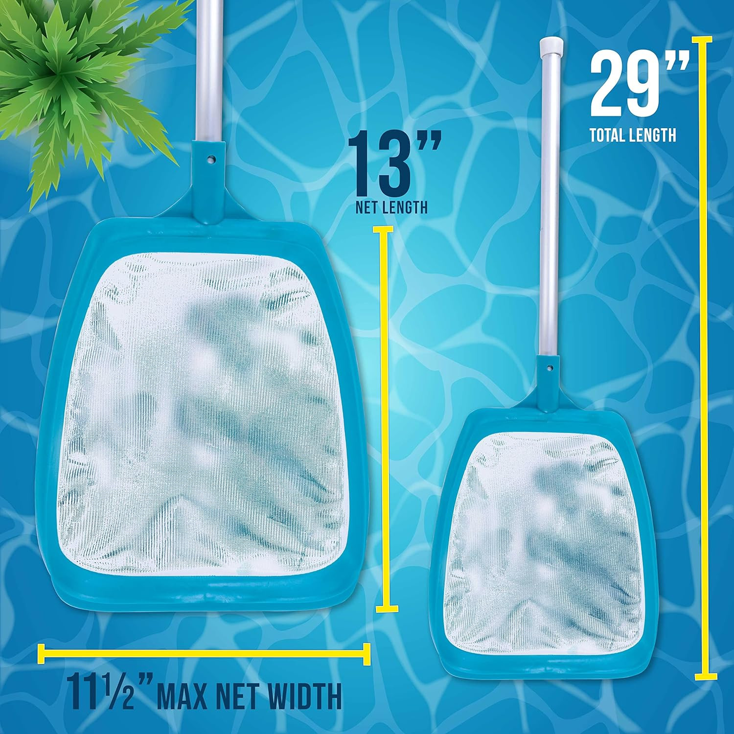 Professional Spa, Hot Tub, Pool Hand Leaf Skimmer Net with 17&Prime; Aluminum Pole – U