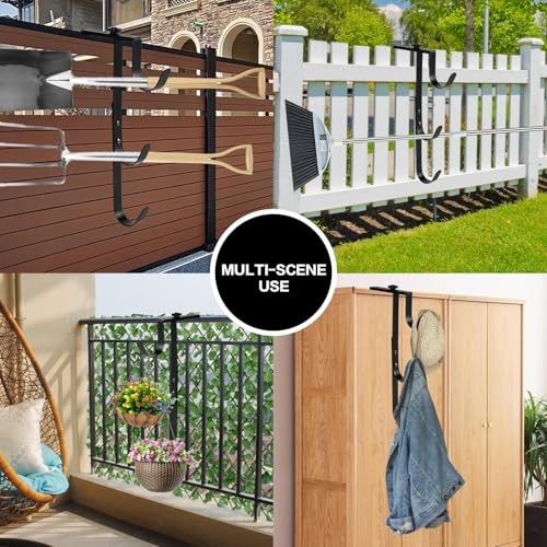 Black Pool Pole Hangers, Adjustable Heavy Duty Swimming Pool Fence Hooks 2Pcs