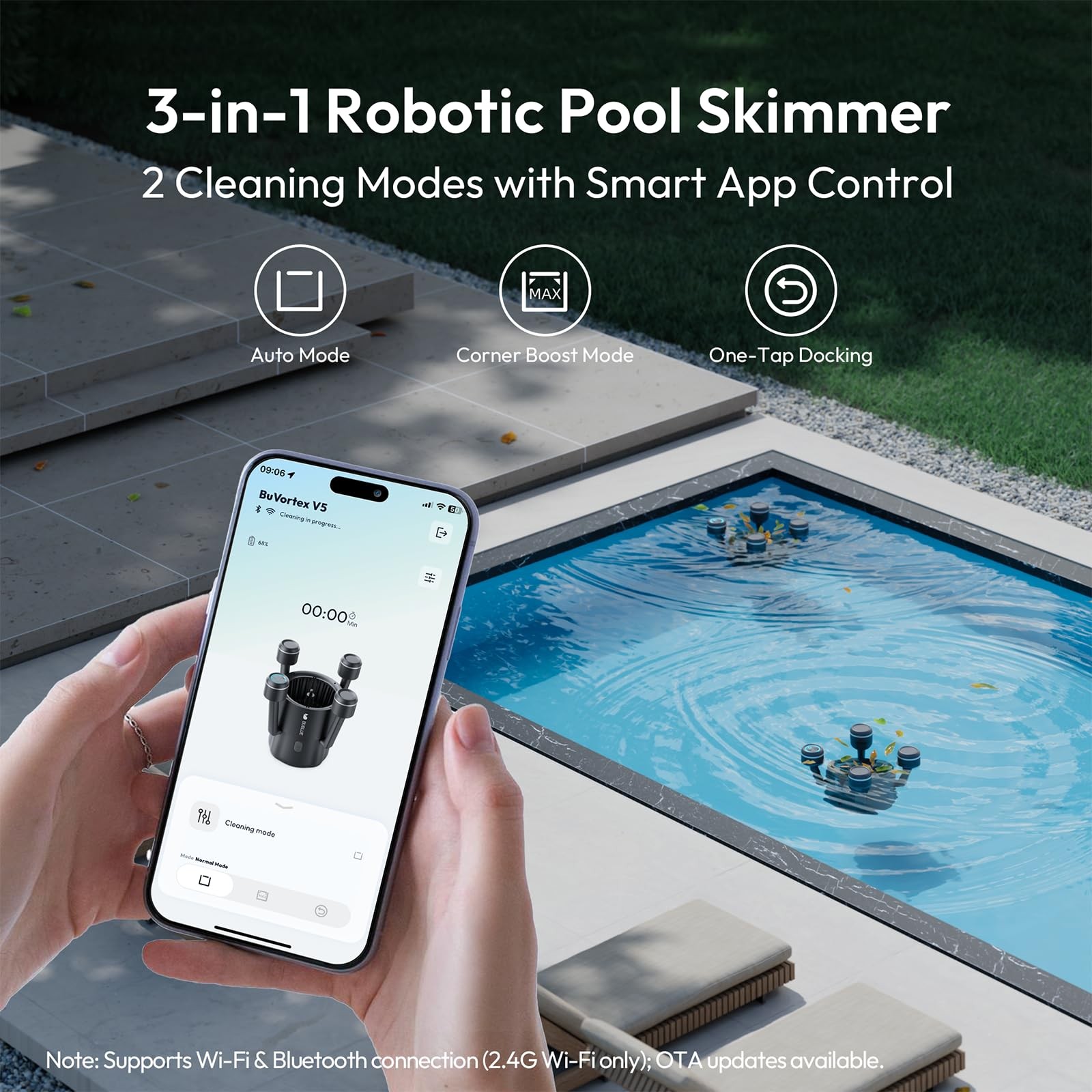 (2026 New) BUBLUE F10 Automatic Pool Skimmer Robot,Robotic Pool Skimmer with …