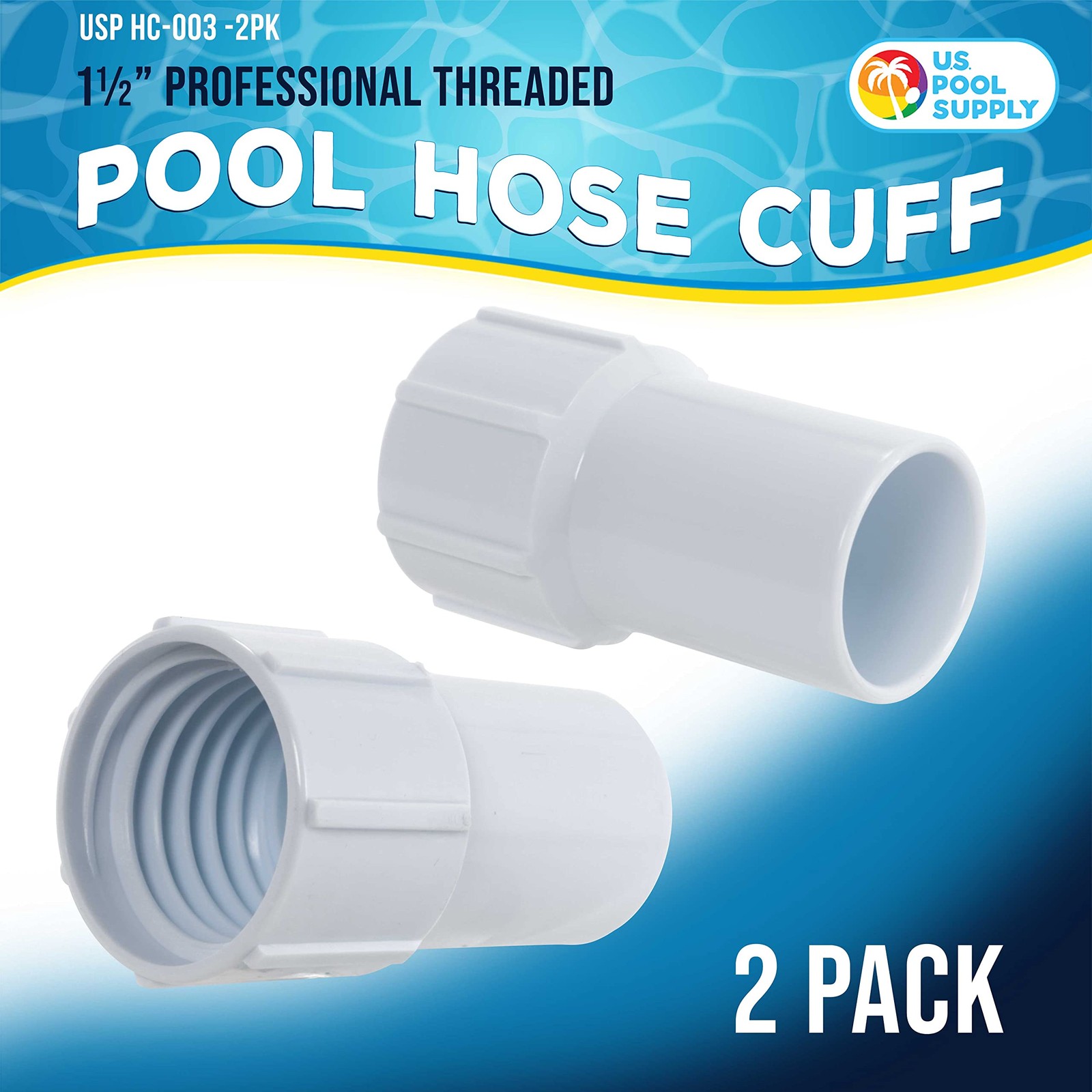 U.S. Pool Supply 1-1/2&Prime; Hose Cuff, 2 Pack – Swimming 1-1/2 Inch