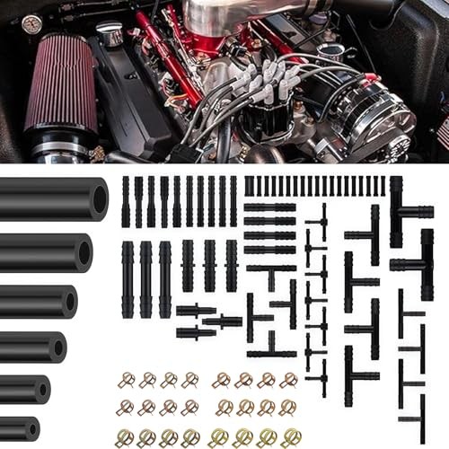 6PCS 5Ft Silicone Vacuum Hose Automotive Set,Vacuum Lines Automotive Kit Black
