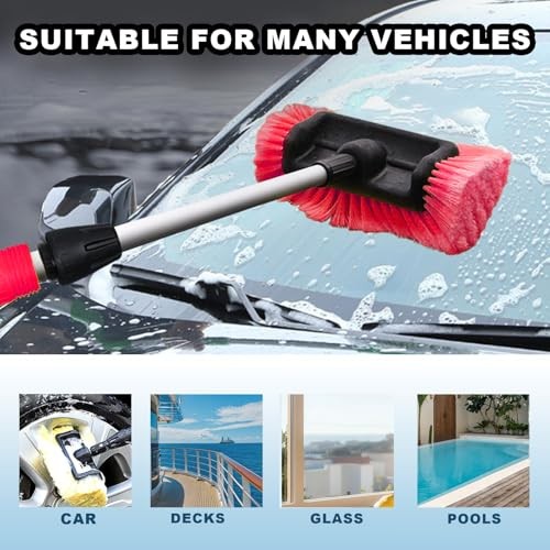 10-inch Soft Bristle Car Wash Brush Head – Auto, RV, Boat, Truck Exterior Red