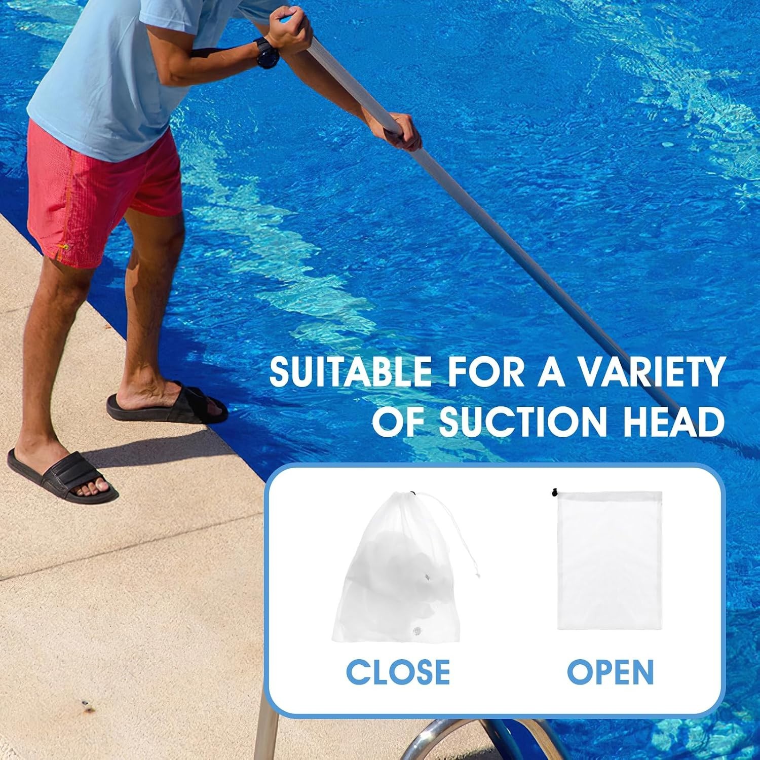 6 Pcs Replacement Mesh Bag – 9 x 12.2 Inch Pool Leaf Vacuum Net with Pull & L…