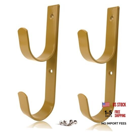 2 PCS Set Wide Pool Pole Hangers Heavy Duty Aluminium Holder Hooks with Brown