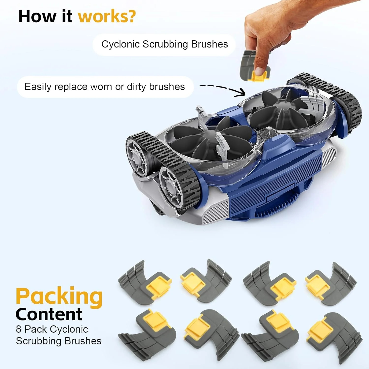 8-Pack Parts Brush Compatible with Zodiac Pool Cleaner Parts, High-Performance M