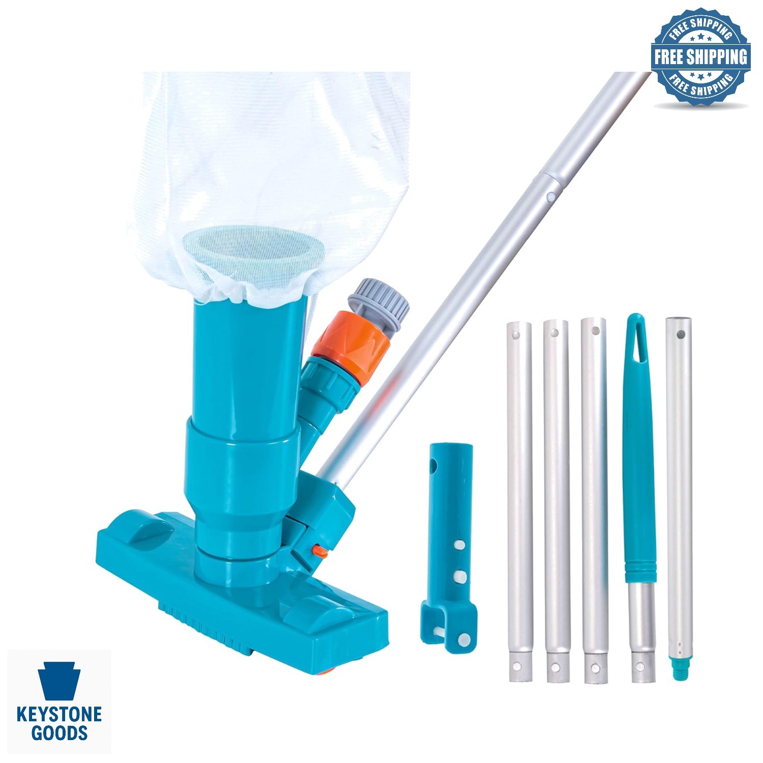 Portable Above Ground Pool & Spa Vacuum – Telescopic Hose Attach, 3 Brushes, …