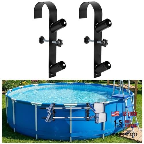 codree Pool Leaf Skimmer Net Holder – Adjustable Above 2 – Curved Black – 2 Pcs