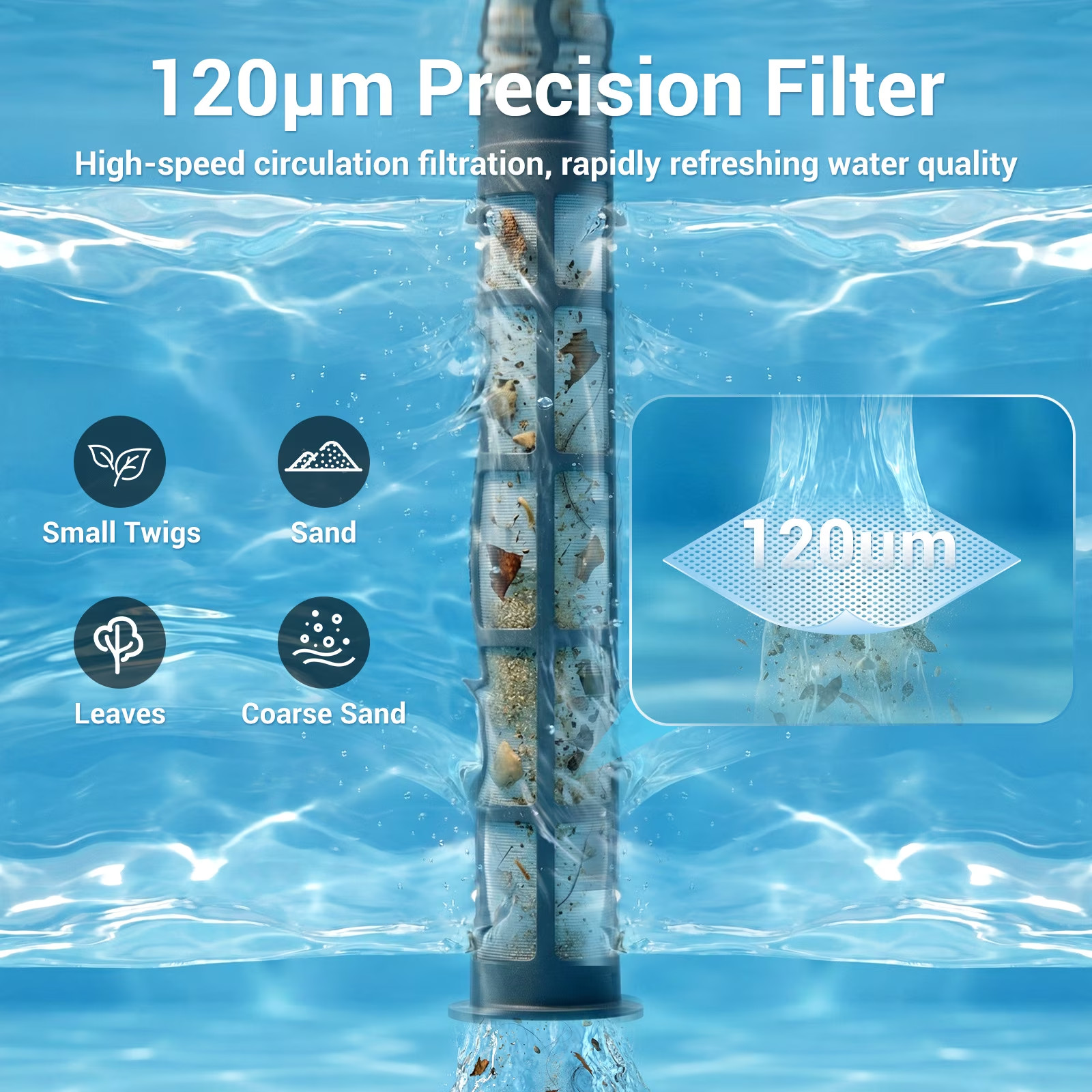 Efurden Cordless Pool Vacuum, Handheld Pool Vacuum with Running Time up to 60-Mi