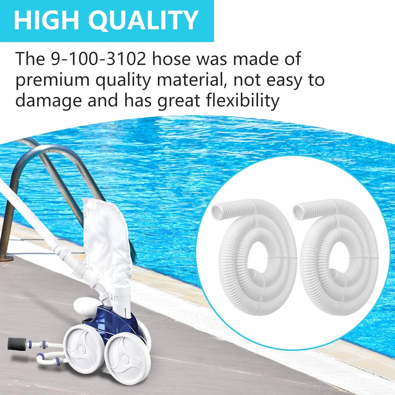 2 Pcs 9-100-3102 6Ft Feed Hose for Polaris 360 Cleaner White