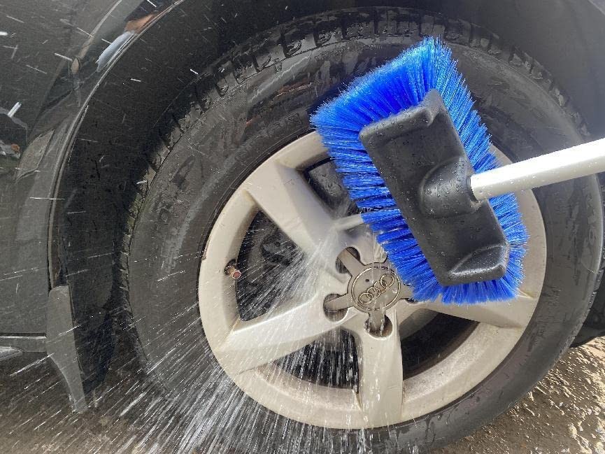 10&Prime; Flow-Thru Car Wash Brush Head, Blue Bristles, No Paint Scratch Cleaning