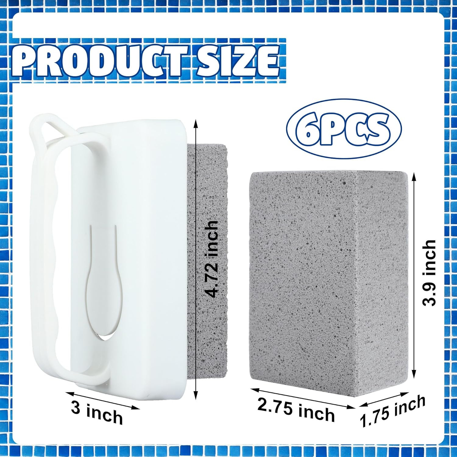 6 PCS Hand-Held Pool Pumice Stones Swimming Pumice Pool Tile Stone Replacement P