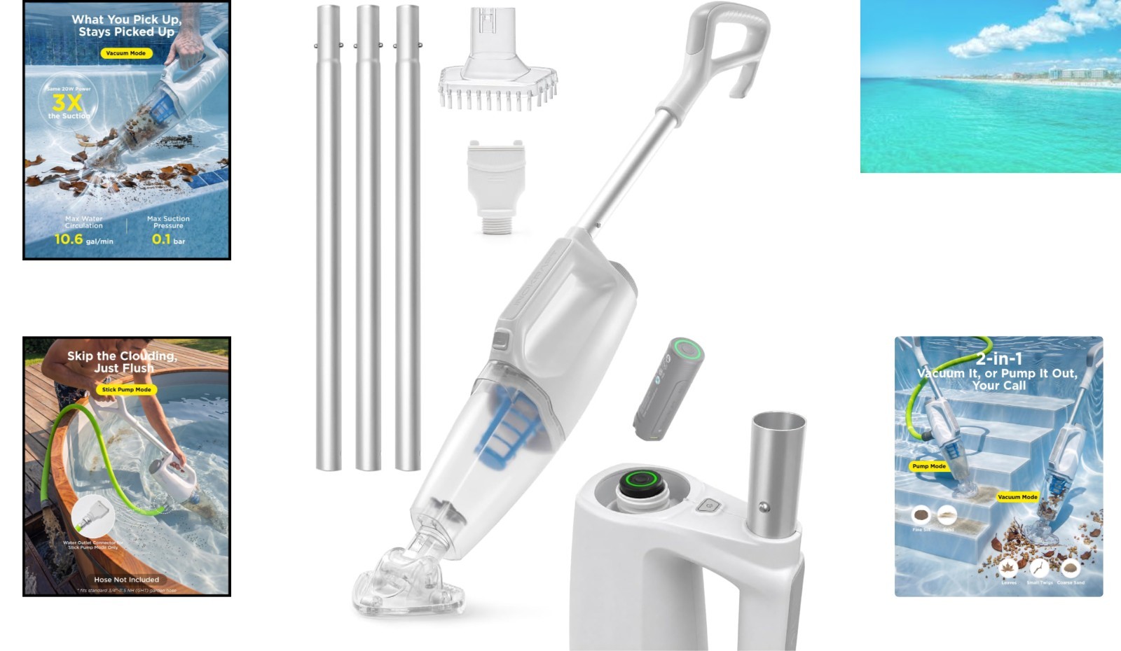 High-Suction Handheld Pool Vacuum & Spa Cleaner – Replaceable Battery Included