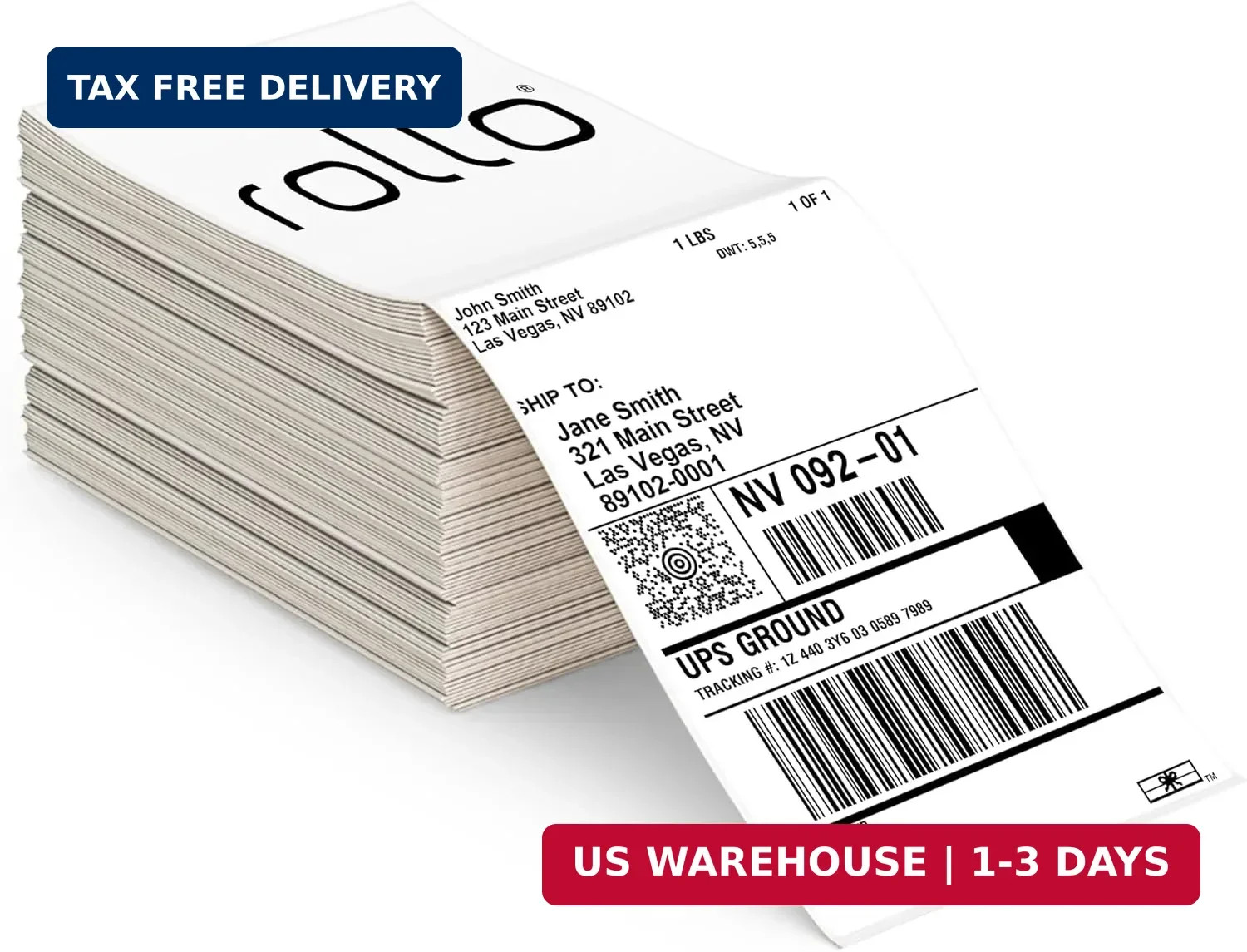 Rollo Direct Thermal Shipping Labels – Pack of 500 4×6 Thermal Labels Fanfold –