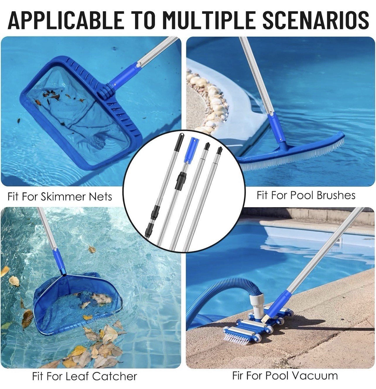 TOPDING & HZ Professional15.2 Foot Pool Pole Telescoping Swimming Pool 15.2ft