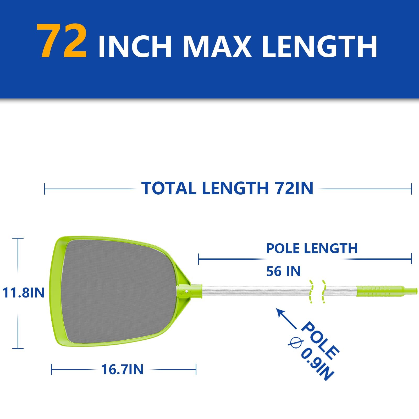 Pool Skimmer Net Total Length 72 inches Rake with Pole,Accessories for Cleani…