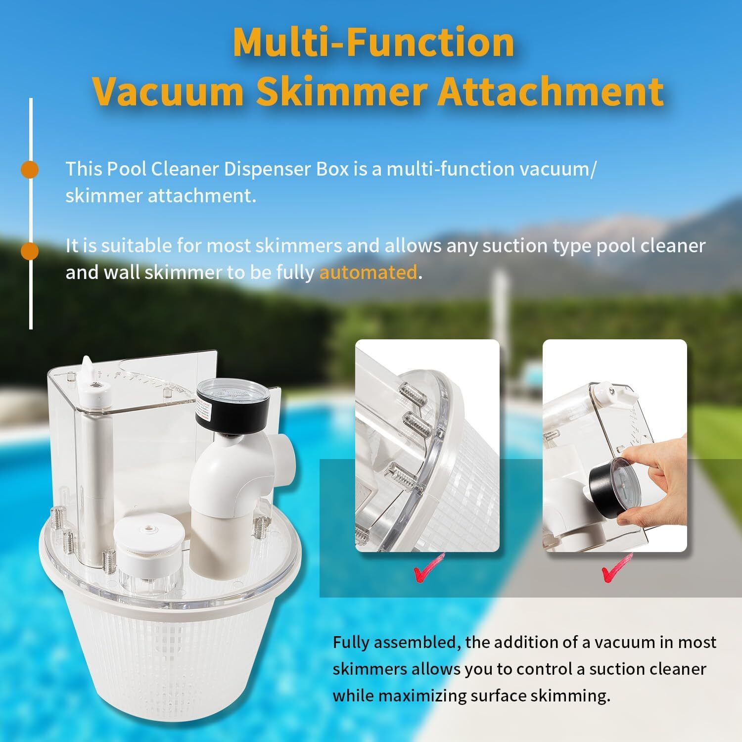 New R211100 Vac-Mate Pool Cleaner Dispenser Box, Vacuum Skimmer Attachment