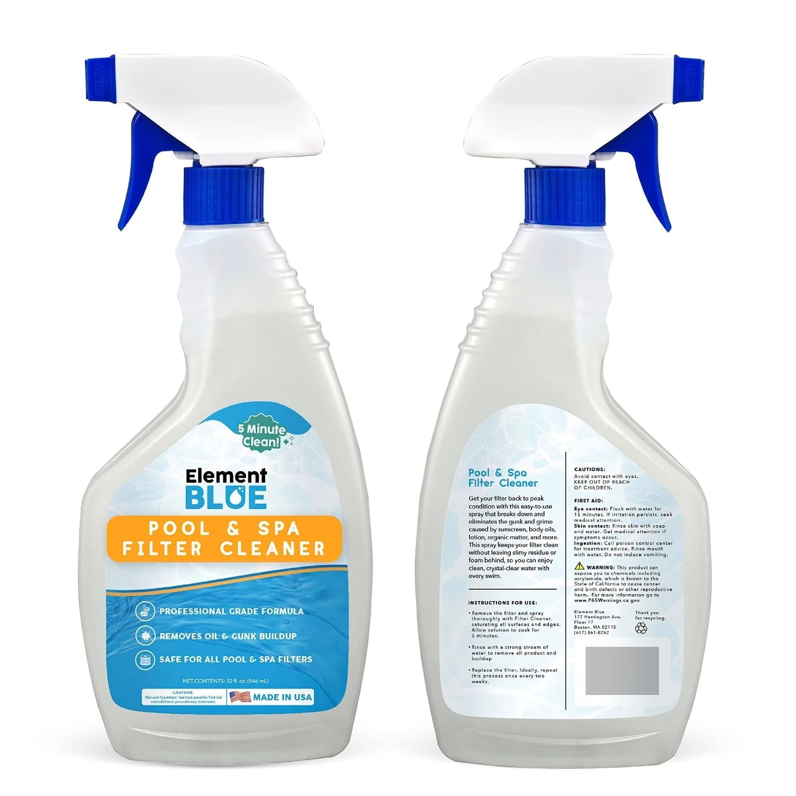 Pool Filter Cleaner Spray – Removes Sunscreen & Oils – Foam-Free Formula – 32 oz