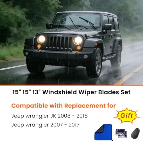 Jeep Wrangler JK 2008 Wiper Blades Set with 3 Gifts – 15&Prime; 13&Prime;
