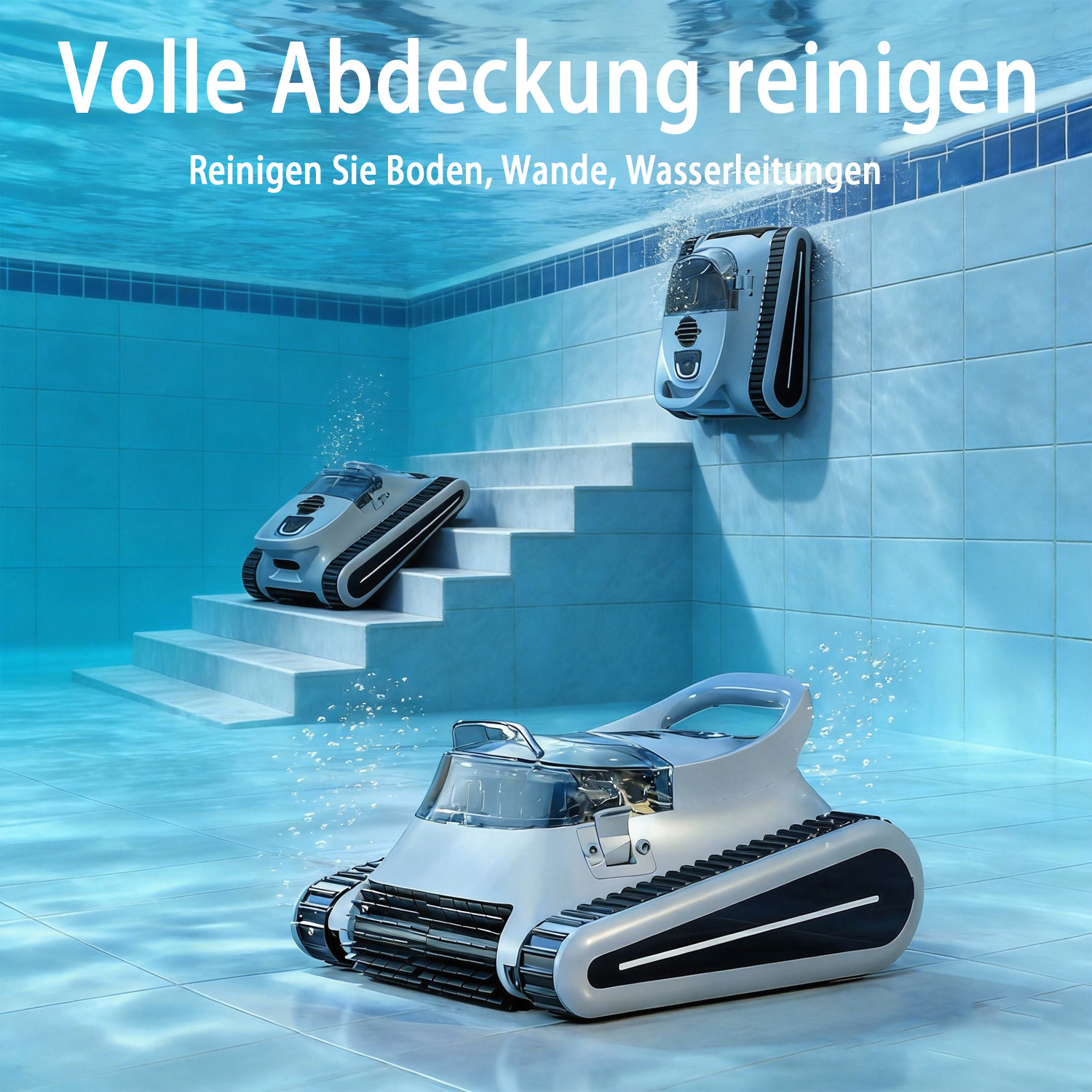 2026 Cordless Robotic Pool Cleaner,Wall- Waterline Cleaning 120W Brushless Motor