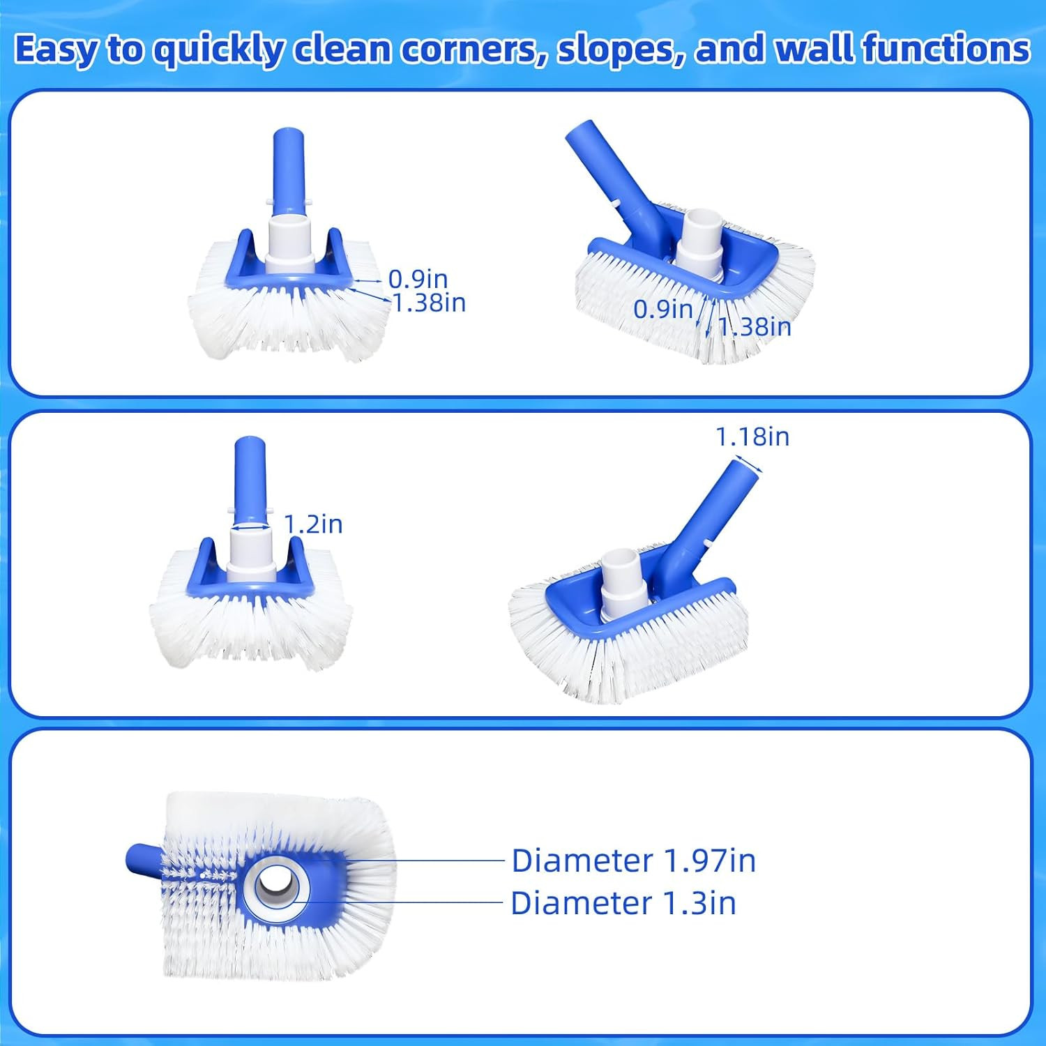 Pool Brush Head with Pool Vacuum Head for Inground & above Ground Pools, roun…