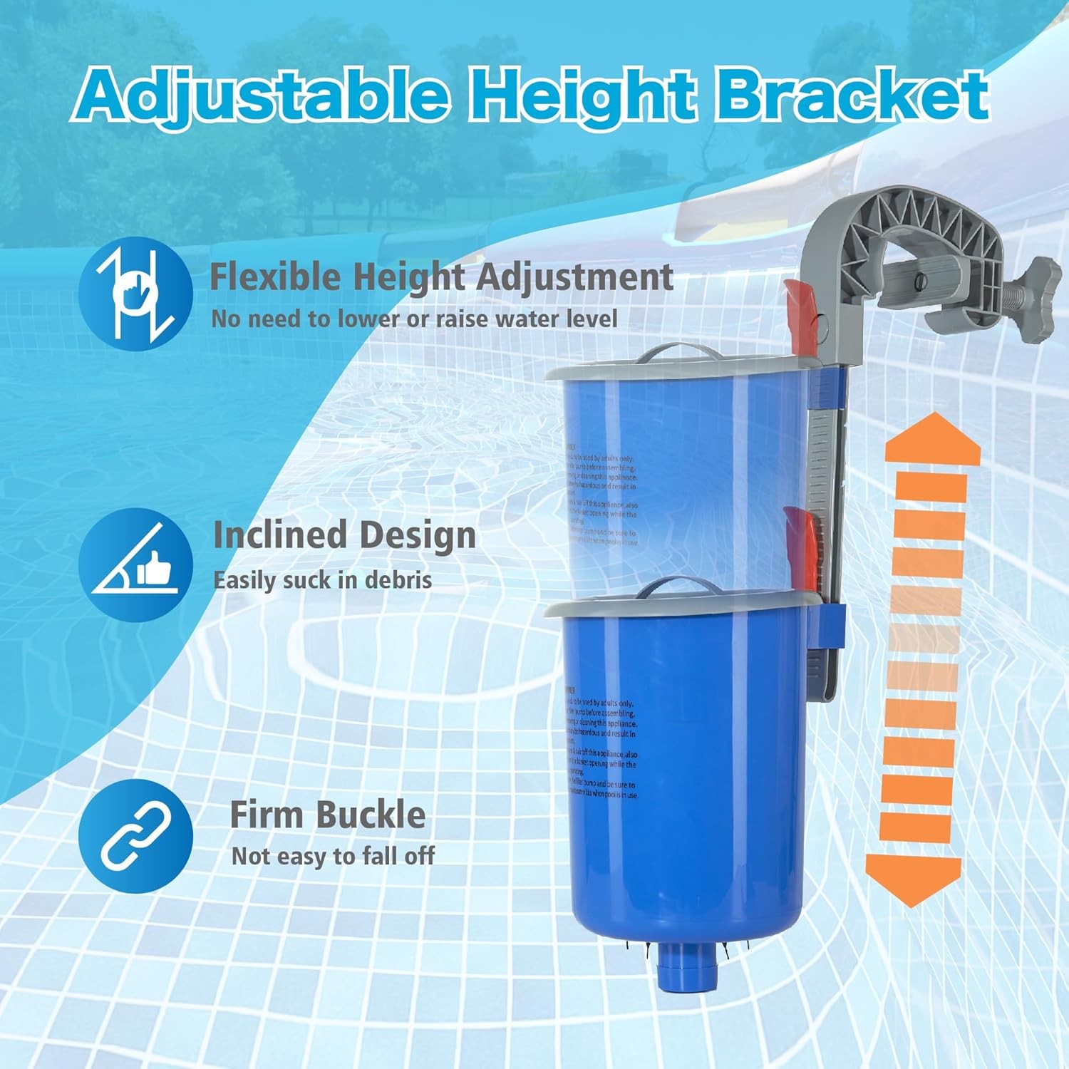 Above Ground Pool Skimmer w/5 Skimmer Socks, Wall Mount Surface Skimmer w/Basket
